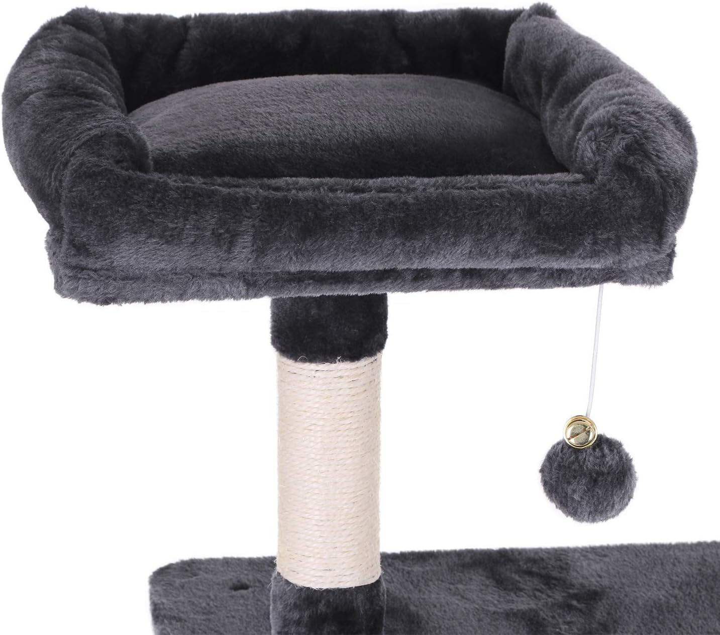 Cat Tree Condo with Sisal Scratching Posts, Perch, Hammock, and Tunnel - Grey MMJ02H